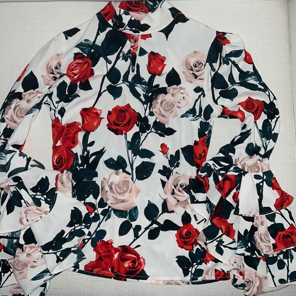 Floral Blouse with Flare Sleeves